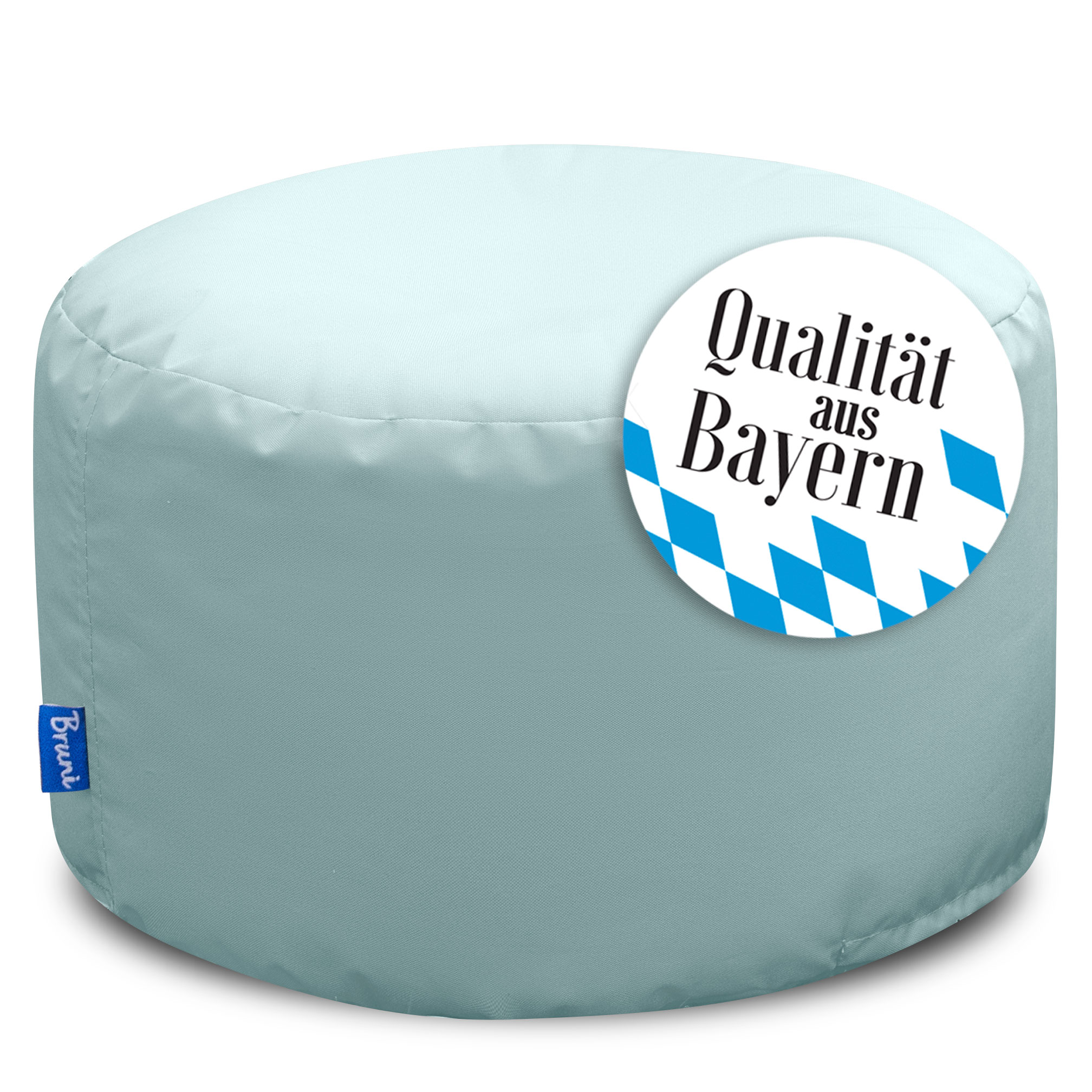 Bruni Pouf Fuß- und Sitzhocker L in Eisgrau - Indoor- und Outdoor-Sitzpouf, in Deutschland gefertigt