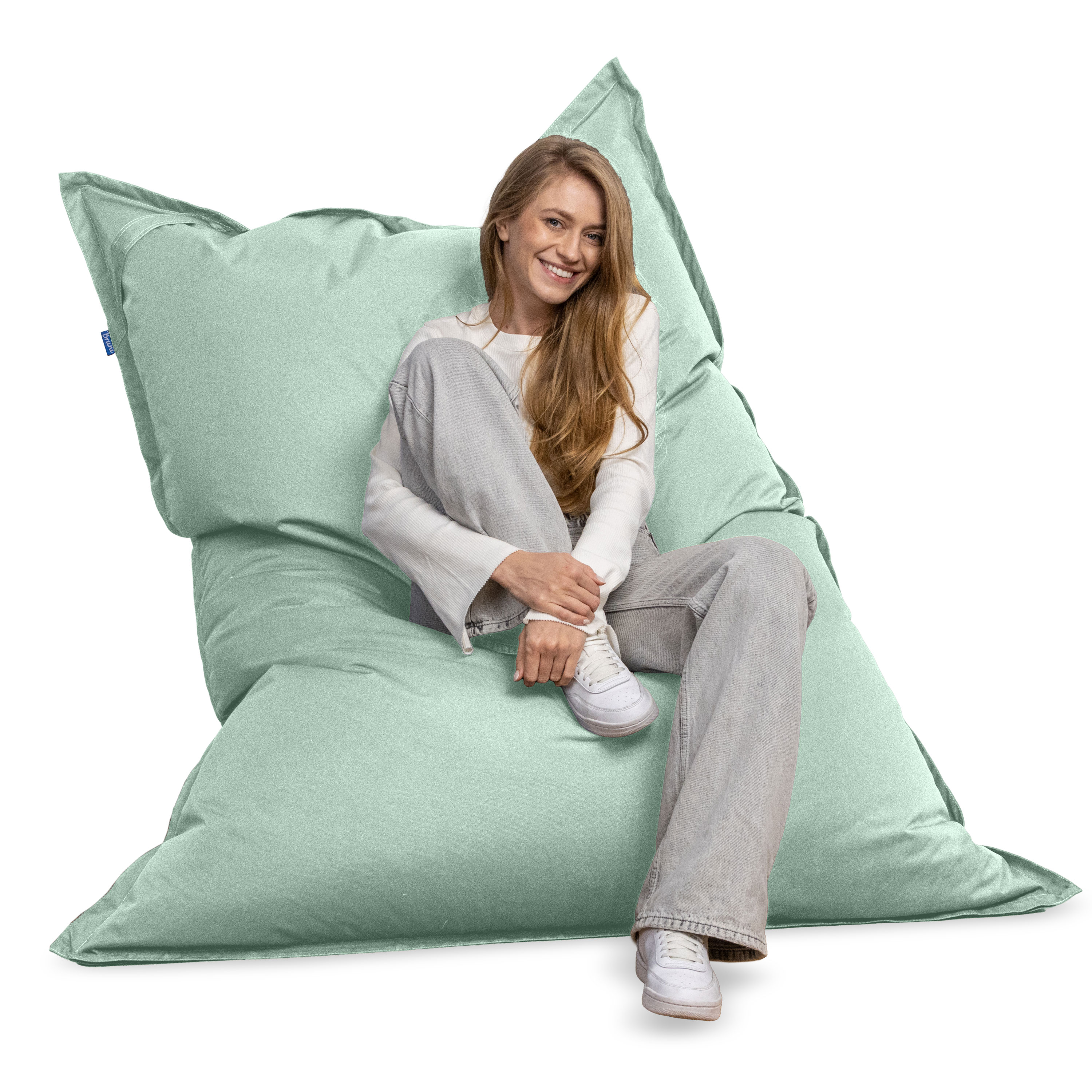 Bruni Caree XXL-Sitzsack in Minzgrün - rechteckiger Indoor- und Outdoor-Sitzsack mit 140x180 cm aus Deutschland