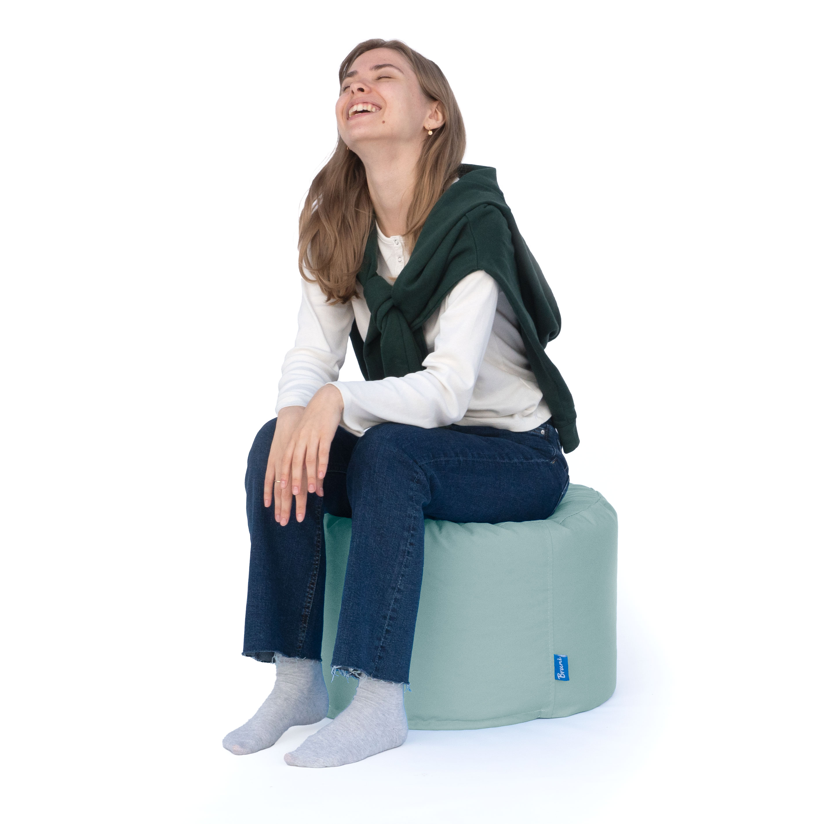 Bruni Pouf Fuß- und Sitzhocker L in Eisgrau - Indoor- und Outdoor-Sitzpouf, in Deutschland gefertigt