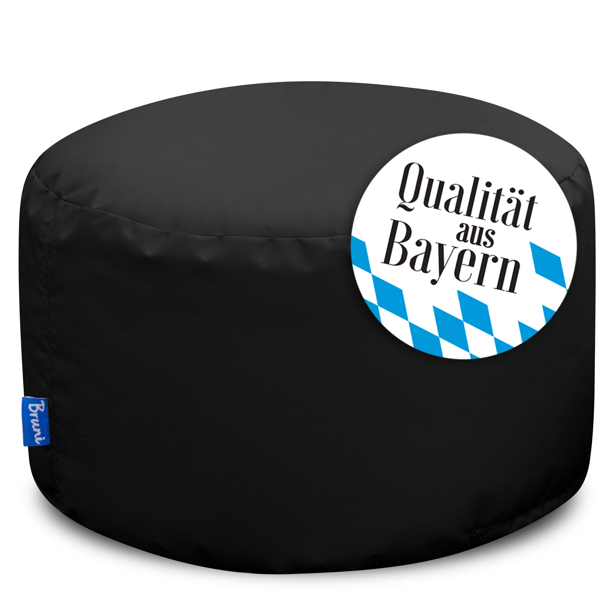 Bruni Pouf Fuß- und Sitzhocker L in Schwarz - Indoor- und Outdoor-Sitzpouf, in Deutschland gefertigt