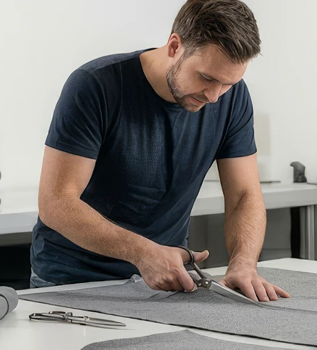 Sitzsack Zuschnitt in Handarbeit