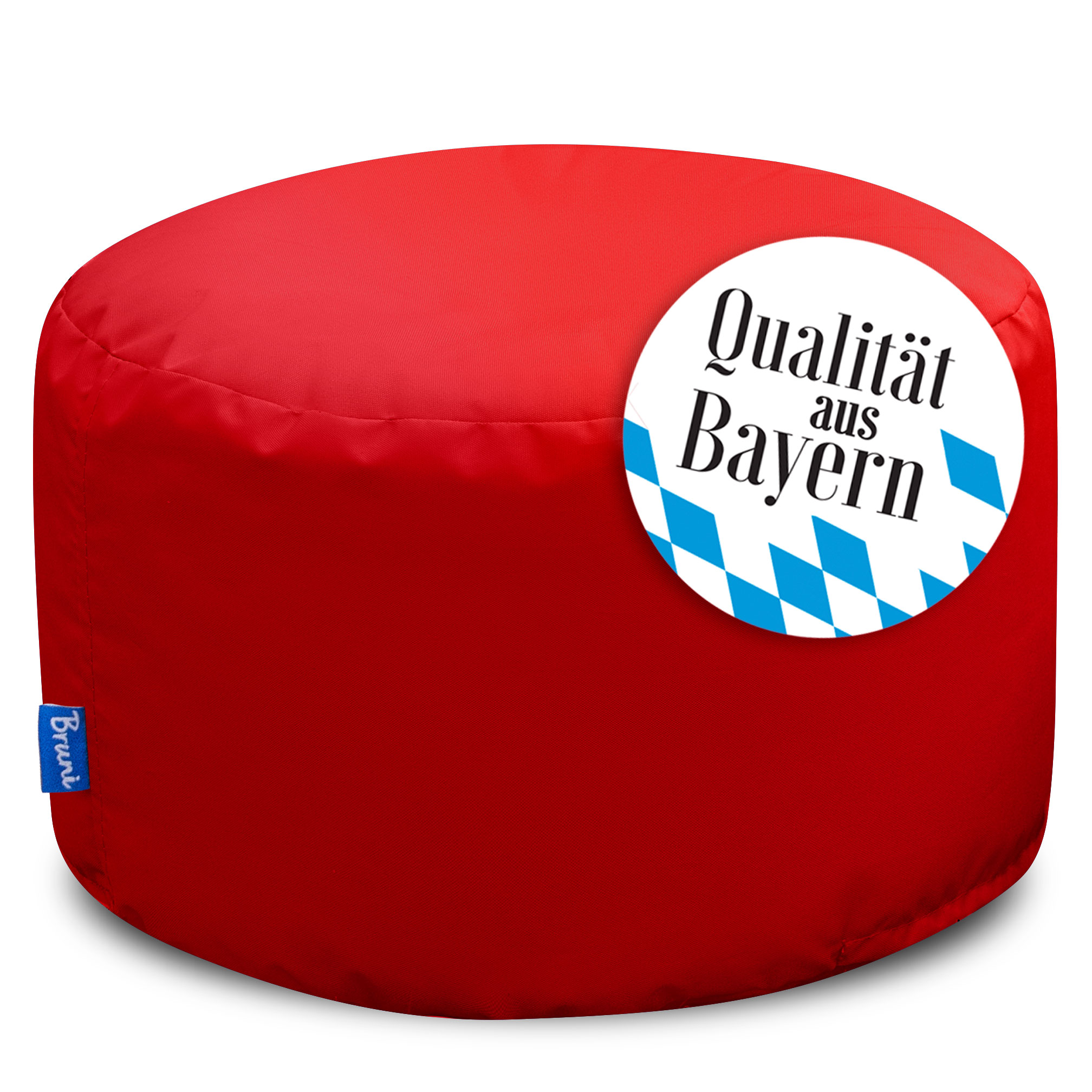 Bruni Pouf Fuß- und Sitzhocker L in Rot - Indoor- und Outdoor-Sitzpouf, in Deutschland gefertigt