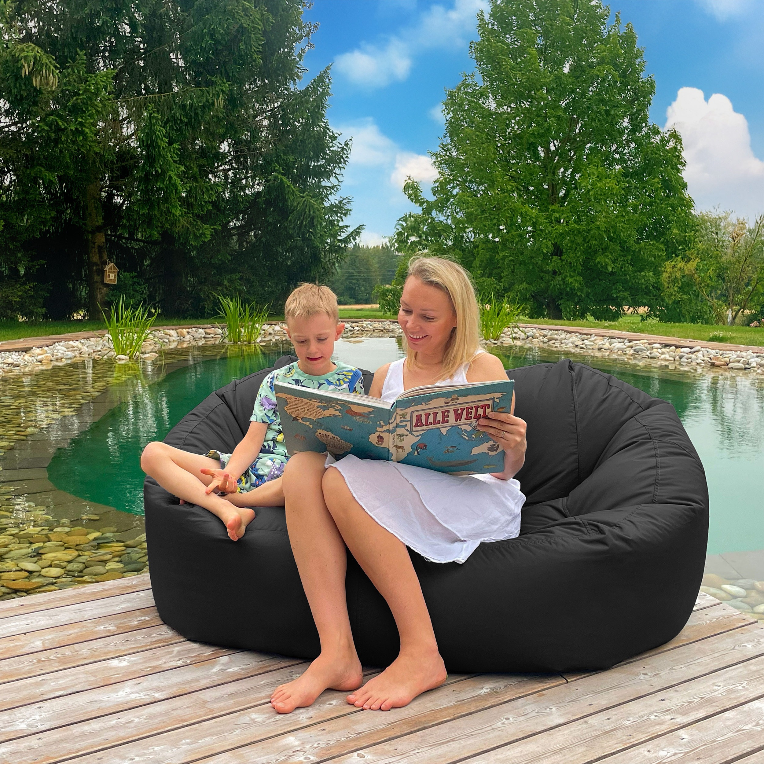 Bruni Lounge in Schwarz - Indoor- und Outdoor-Sitzsack-Sofa