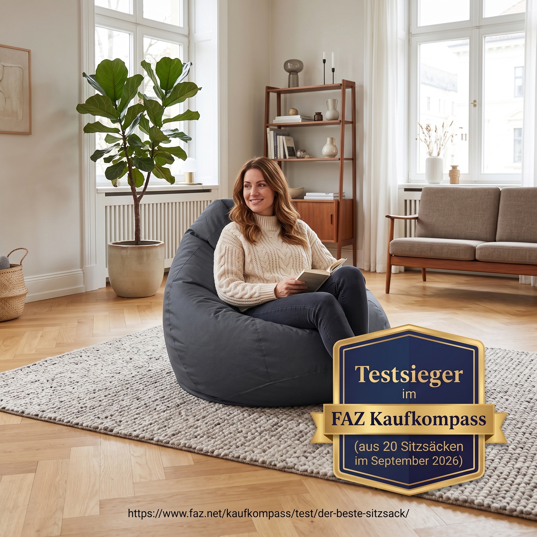 Bruni Classico Sitzsack S in Blau - Indoor- und Outdoor-Bean Bag, in Deutschland gefertigt