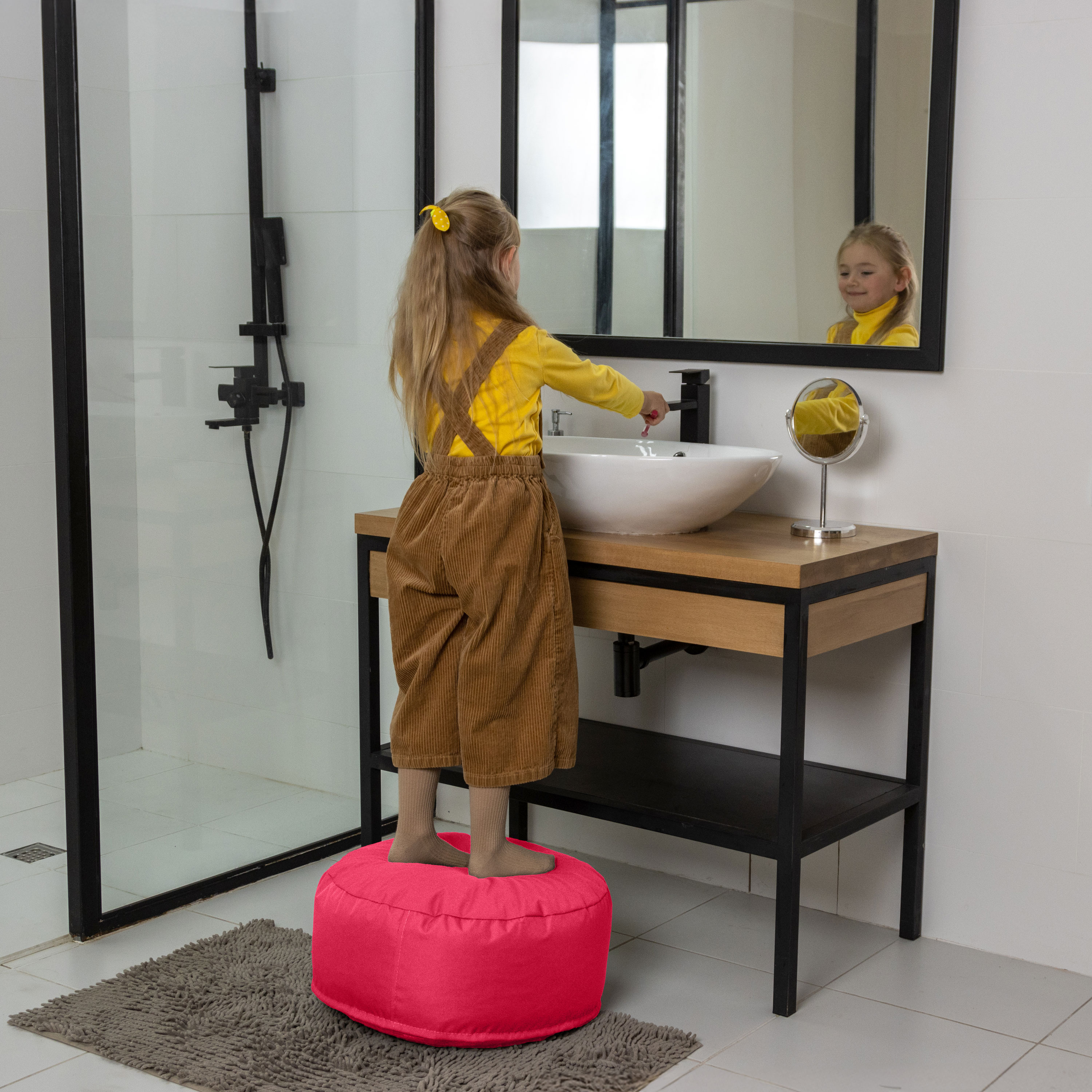 Bruni Pouf Fuß- und Sitzhocker M in Pink - Indoor- und Outdoor-Sitzpouf, in Deutschland gefertigt