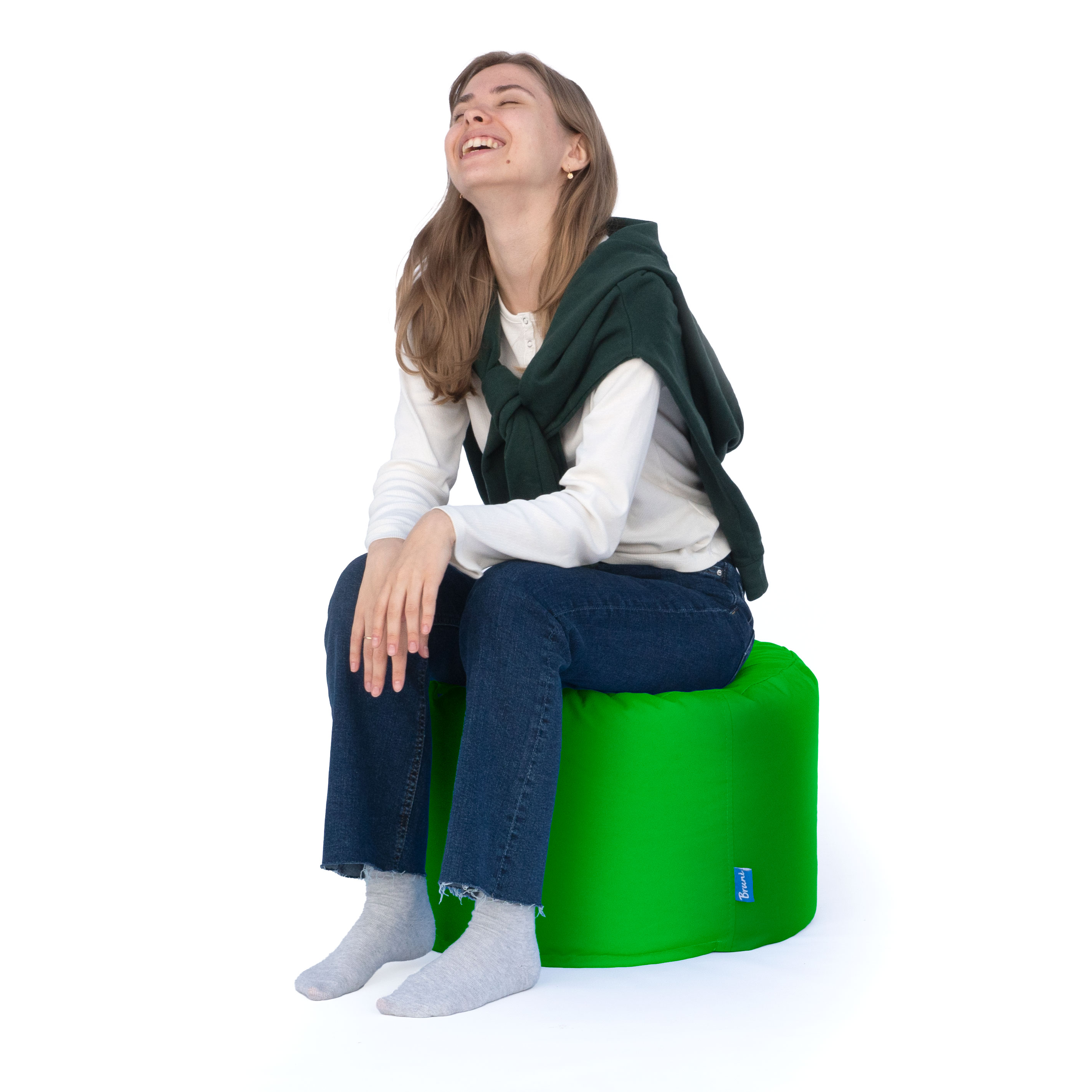 Bruni Pouf Fuß- und Sitzhocker L in Grün - Indoor- und Outdoor-Sitzpouf, in Deutschland gefertigt