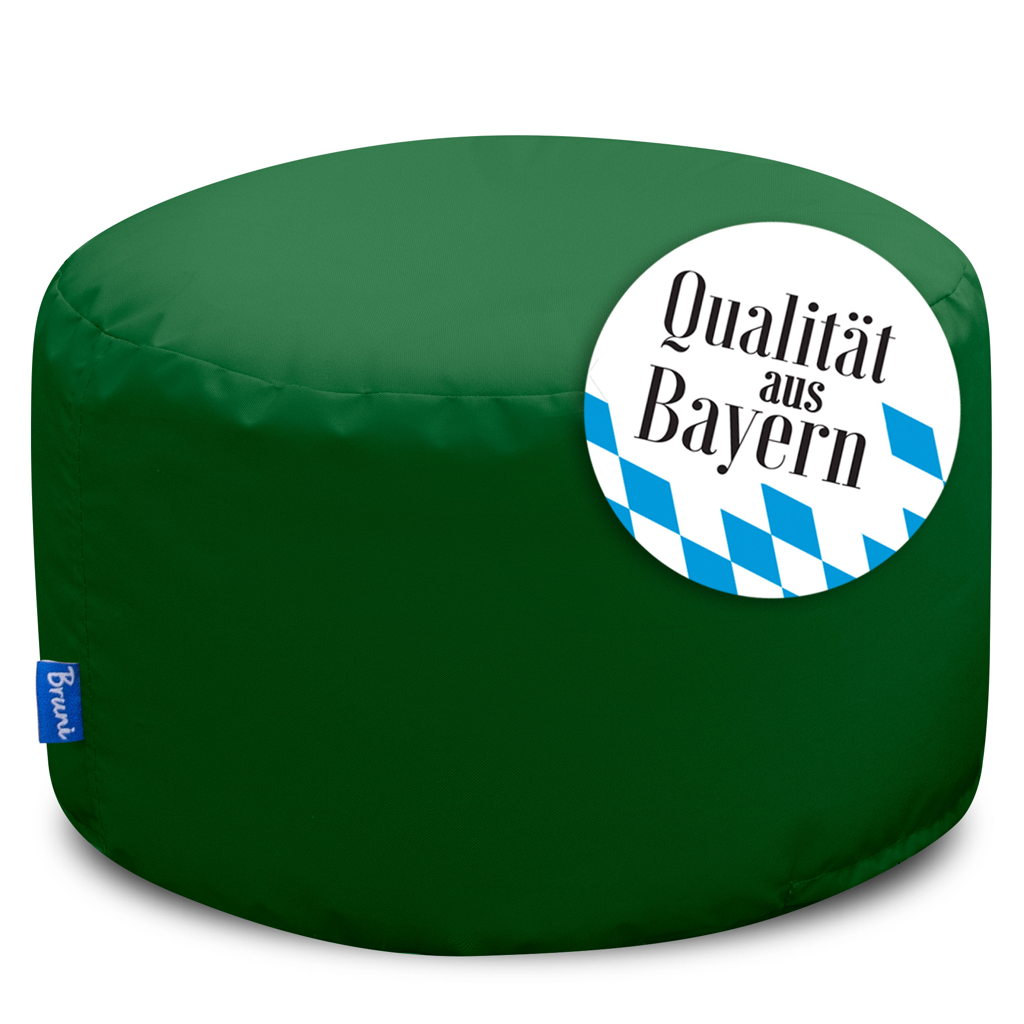 Bruni Pouf Fuß- und Sitzhocker L in Tannengrün - Indoor- und Outdoor-Sitzpouf, in Deutschland gefertigt