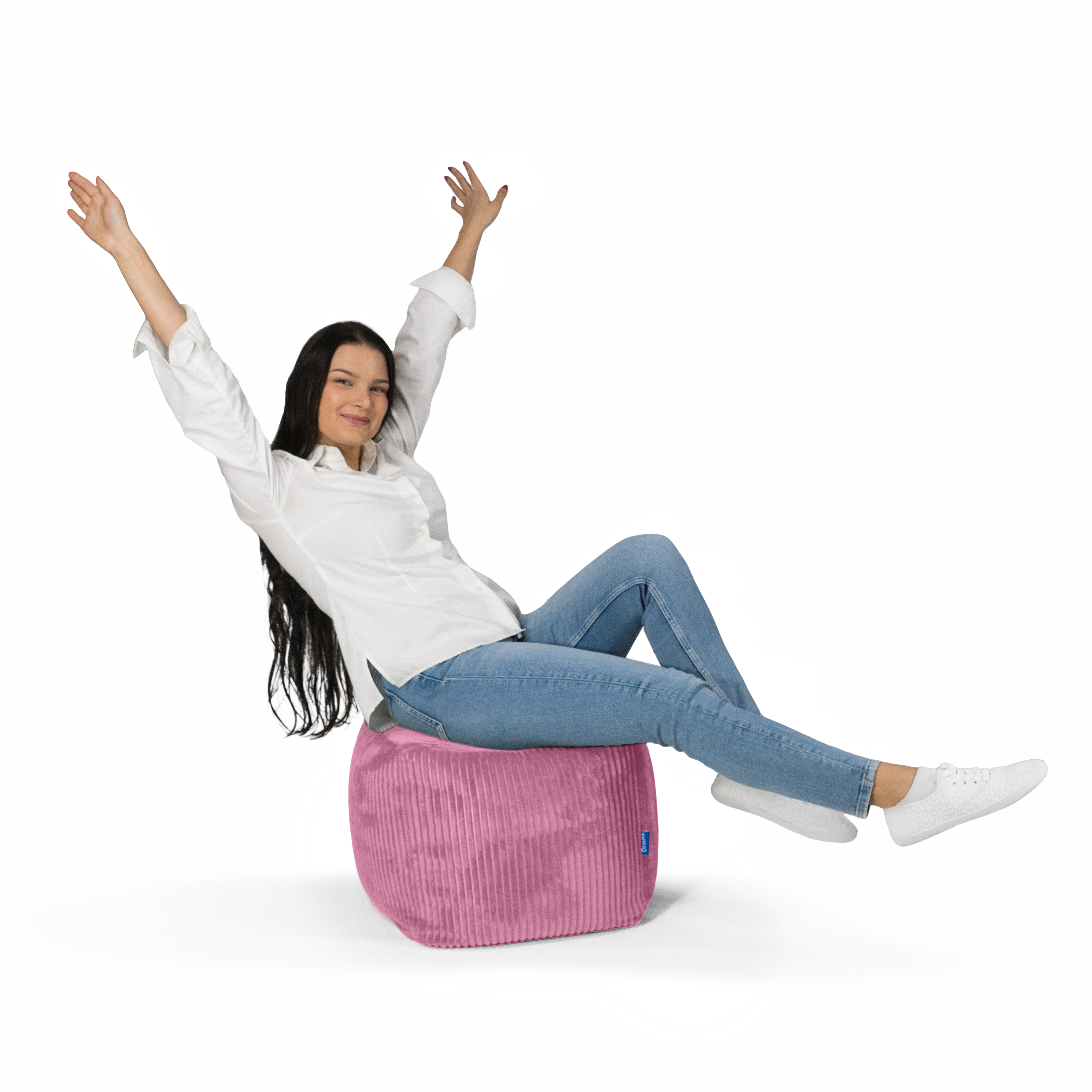 Bruni Cubo Cord in Rosa - Indoor-Sitzwürfel