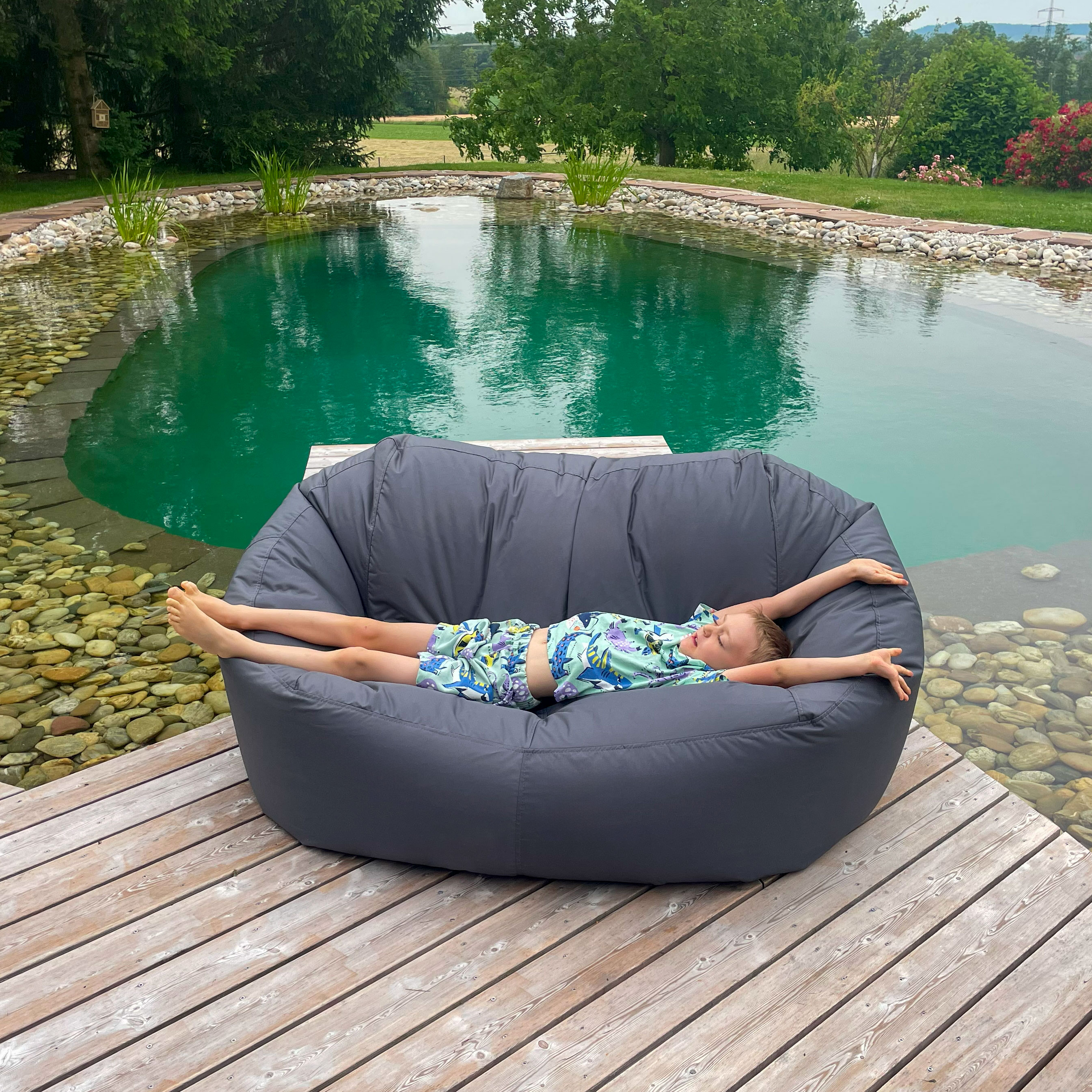 Bruni Lounge in Grau - Indoor- und Outdoor-Sitzsack-Sofa