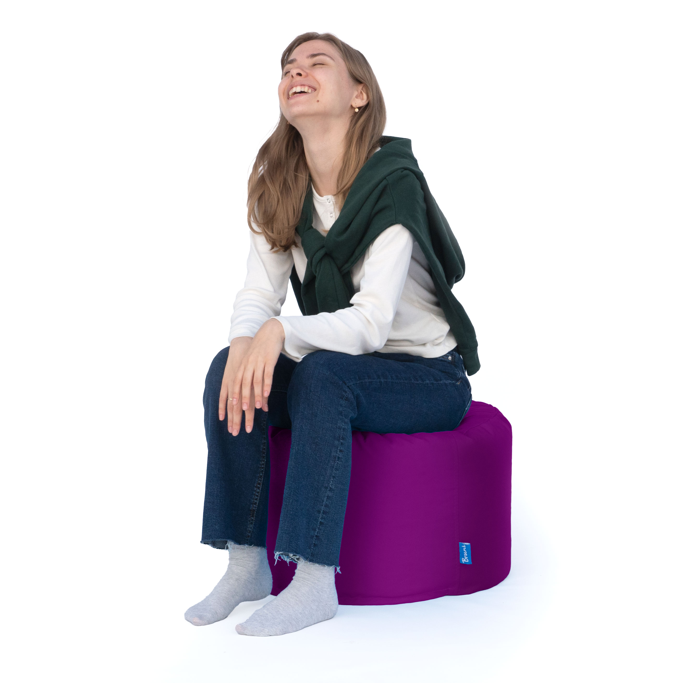Bruni Pouf Fuß- und Sitzhocker L in Violett - Indoor- und Outdoor-Sitzpouf, in Deutschland gefertigt