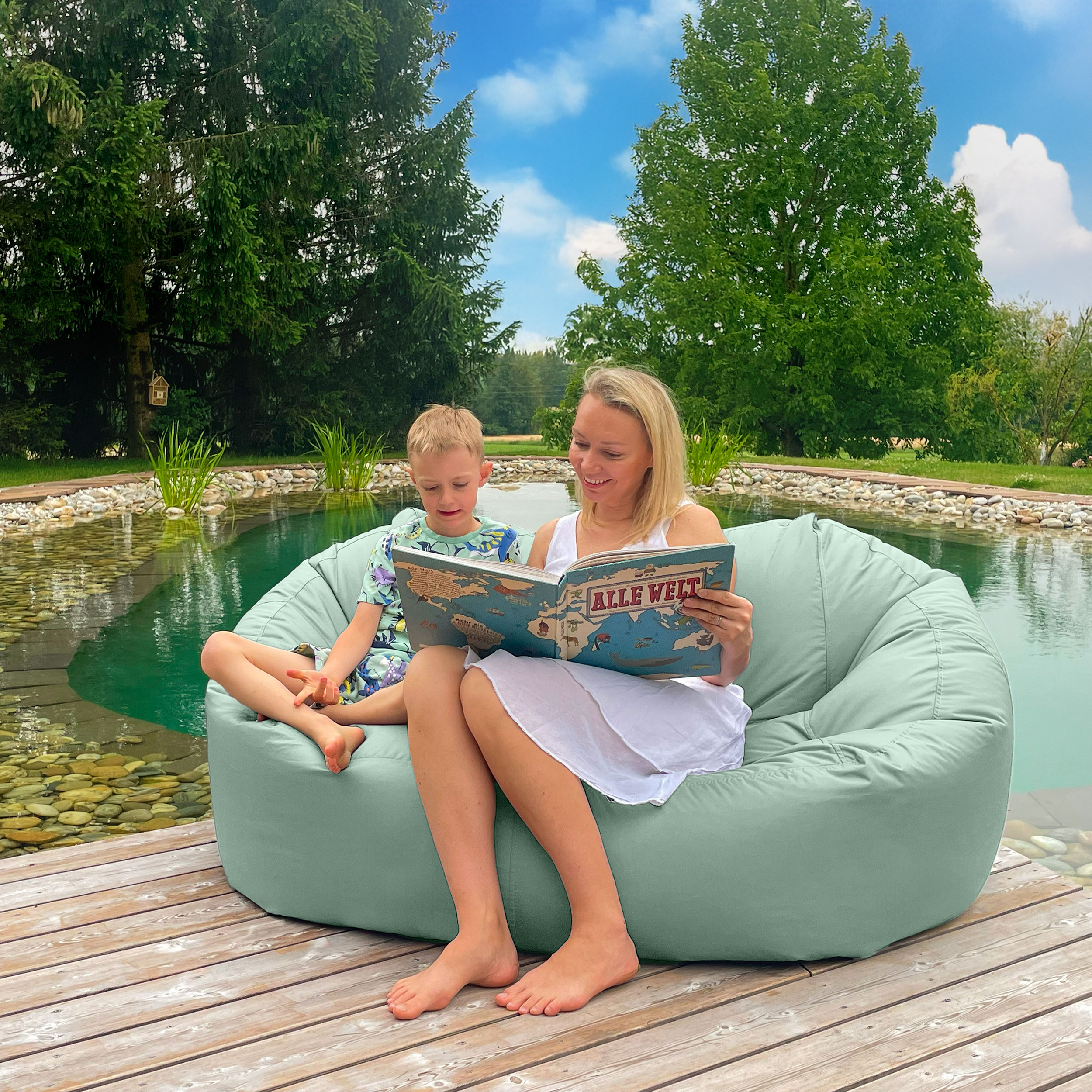 Bruni Lounge in Minzgrün - Indoor- und Outdoor-Sitzsack-Sofa