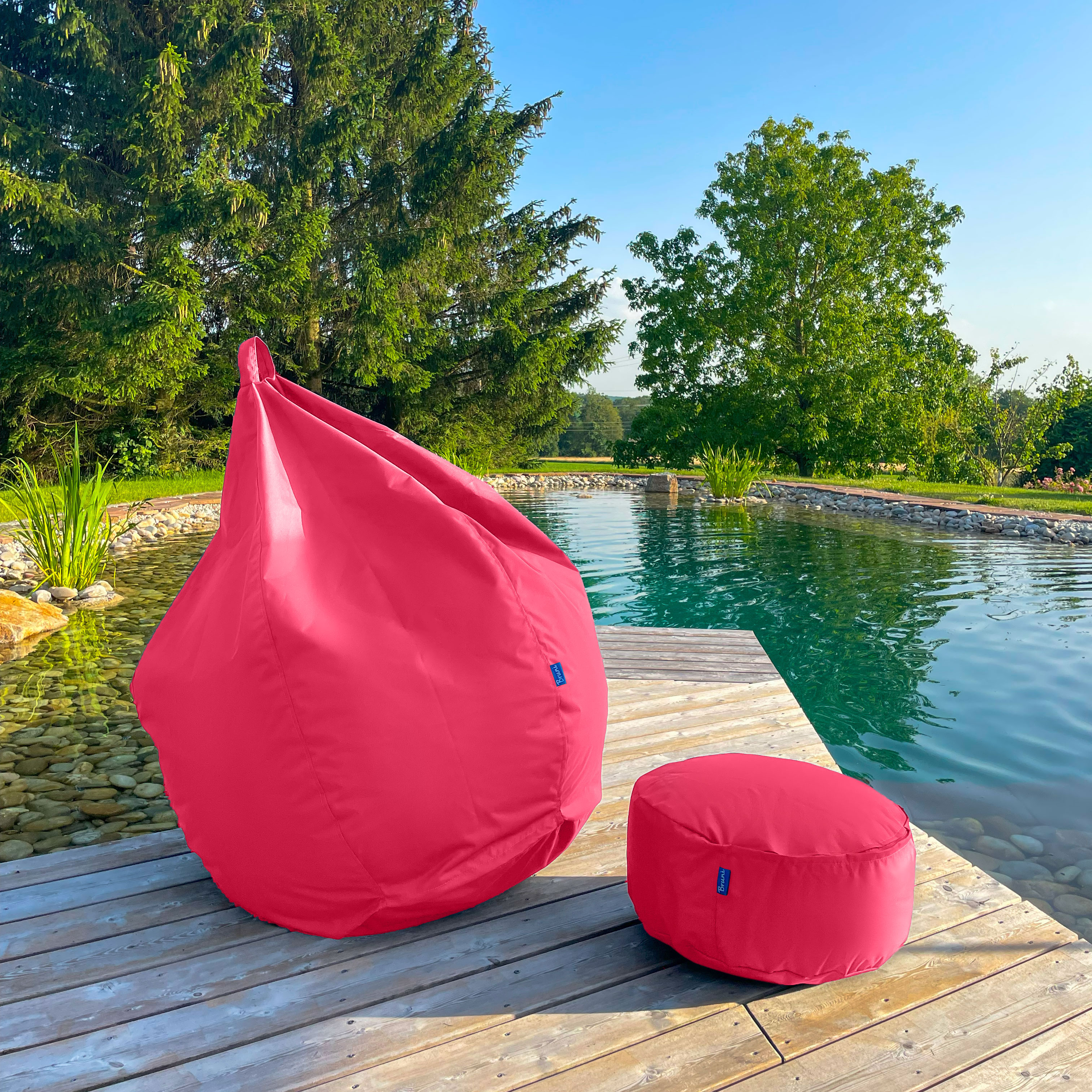 Bruni Pouf Fuß- und Sitzhocker M in Pink - Indoor- und Outdoor-Sitzpouf, in Deutschland gefertigt