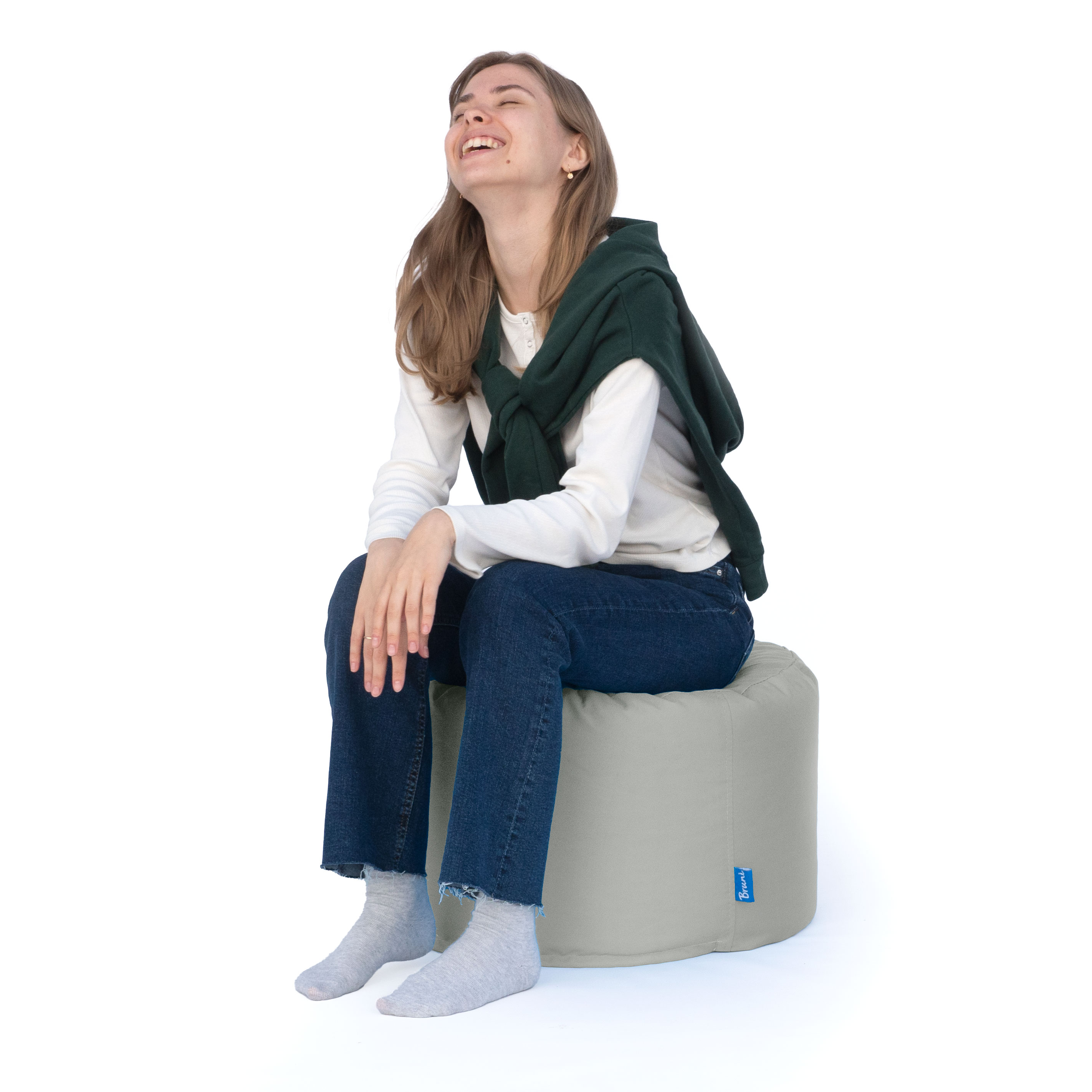 Bruni Pouf Fuß- und Sitzhocker L in Felsgrau - Indoor- und Outdoor-Sitzpouf, in Deutschland gefertigt