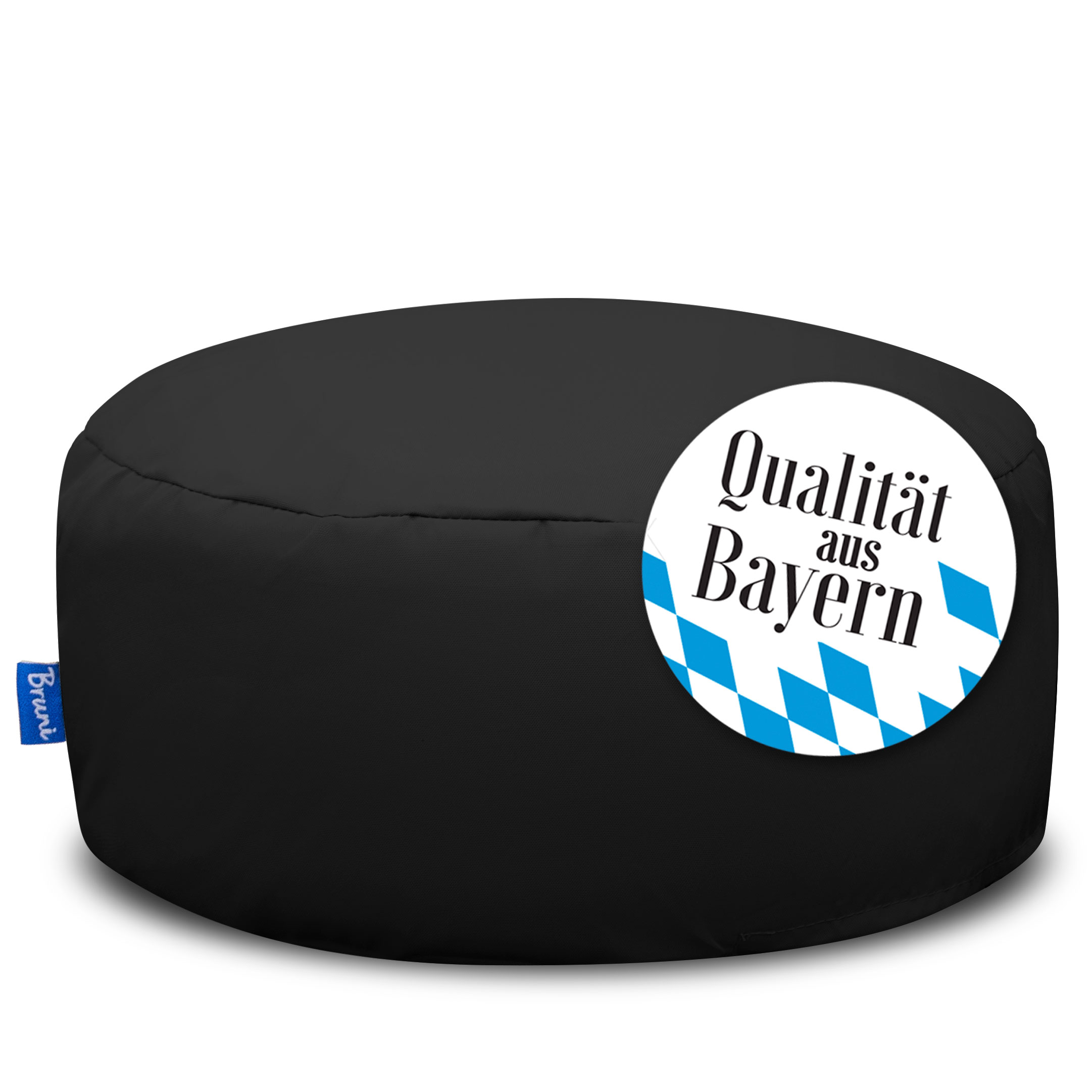Bruni Pouf Fuß- und Sitzhocker M in Schwarz - Indoor- und Outdoor-Sitzpouf, in Deutschland gefertigt