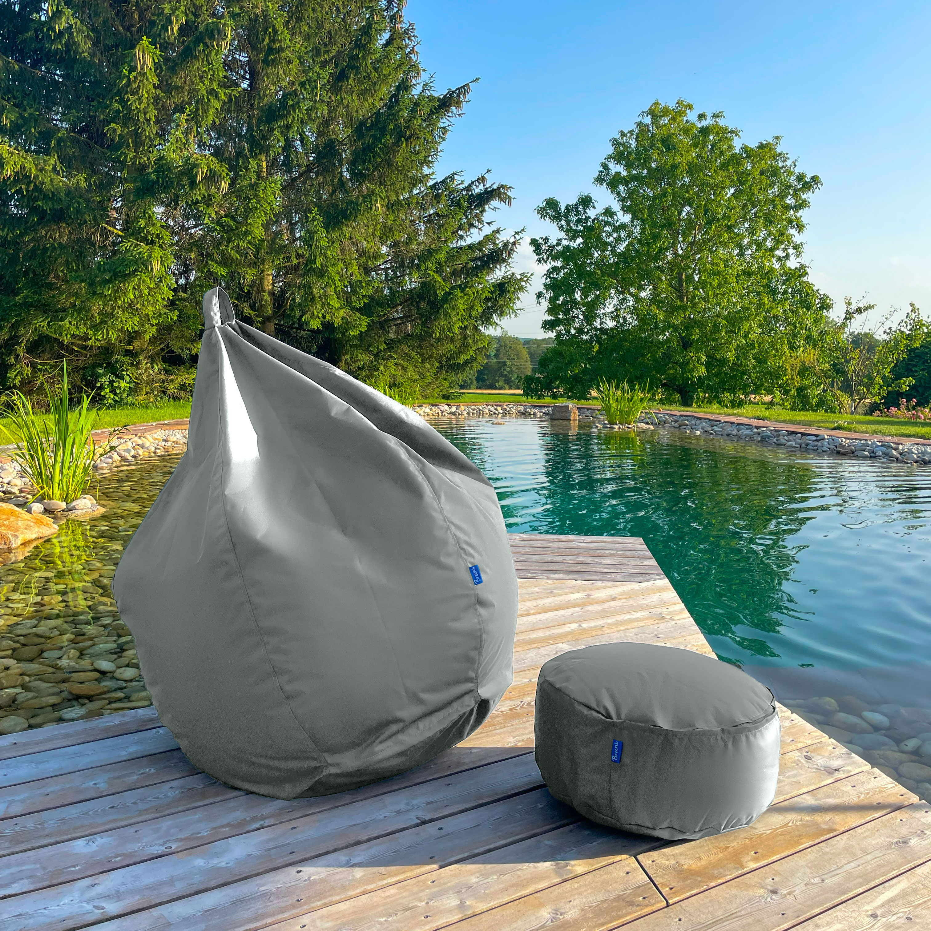 Bruni Classico L + Pouf M felsgrau