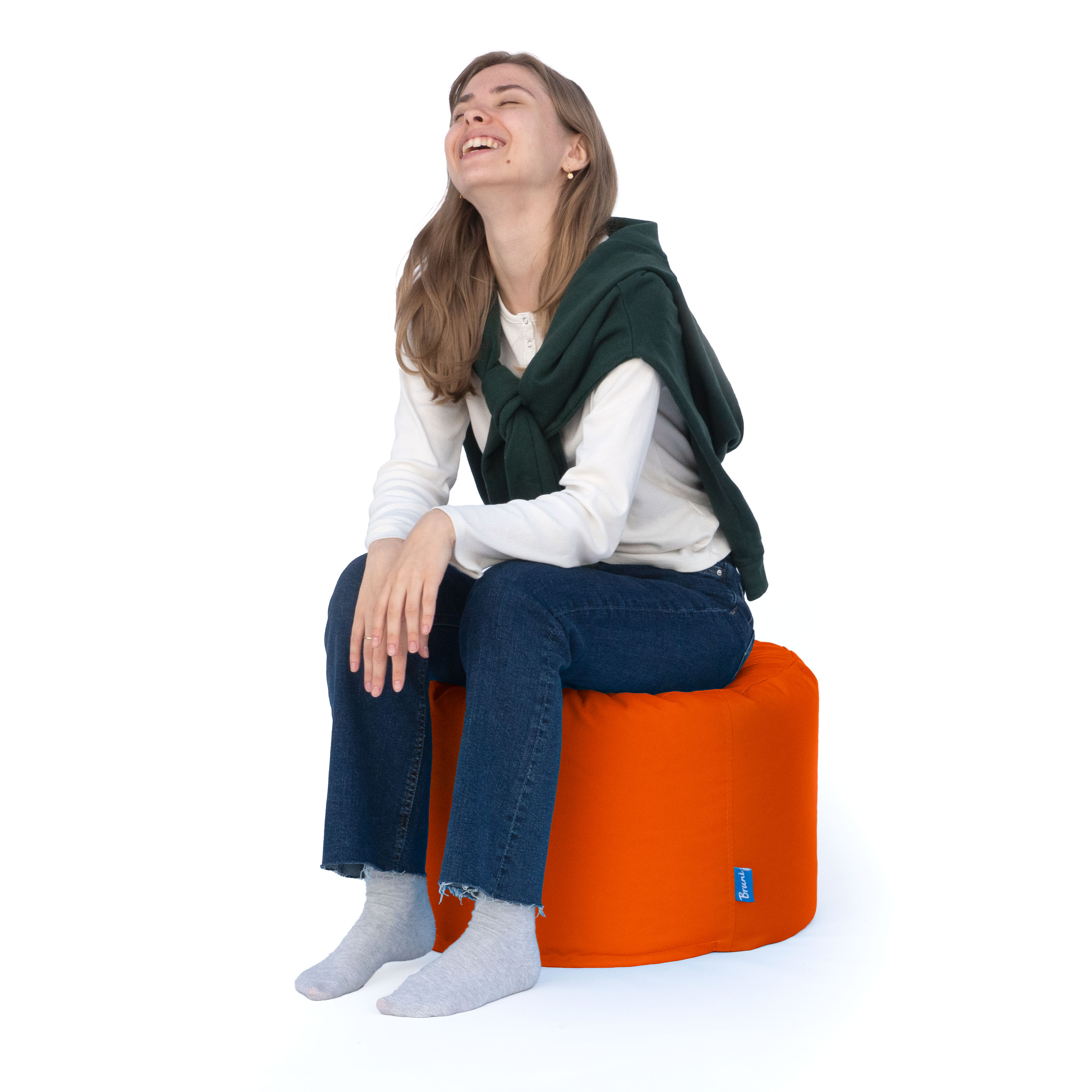 Bruni Pouf Fuß- und Sitzhocker L in Orange - Indoor- und Outdoor-Sitzpouf, in Deutschland gefertigt