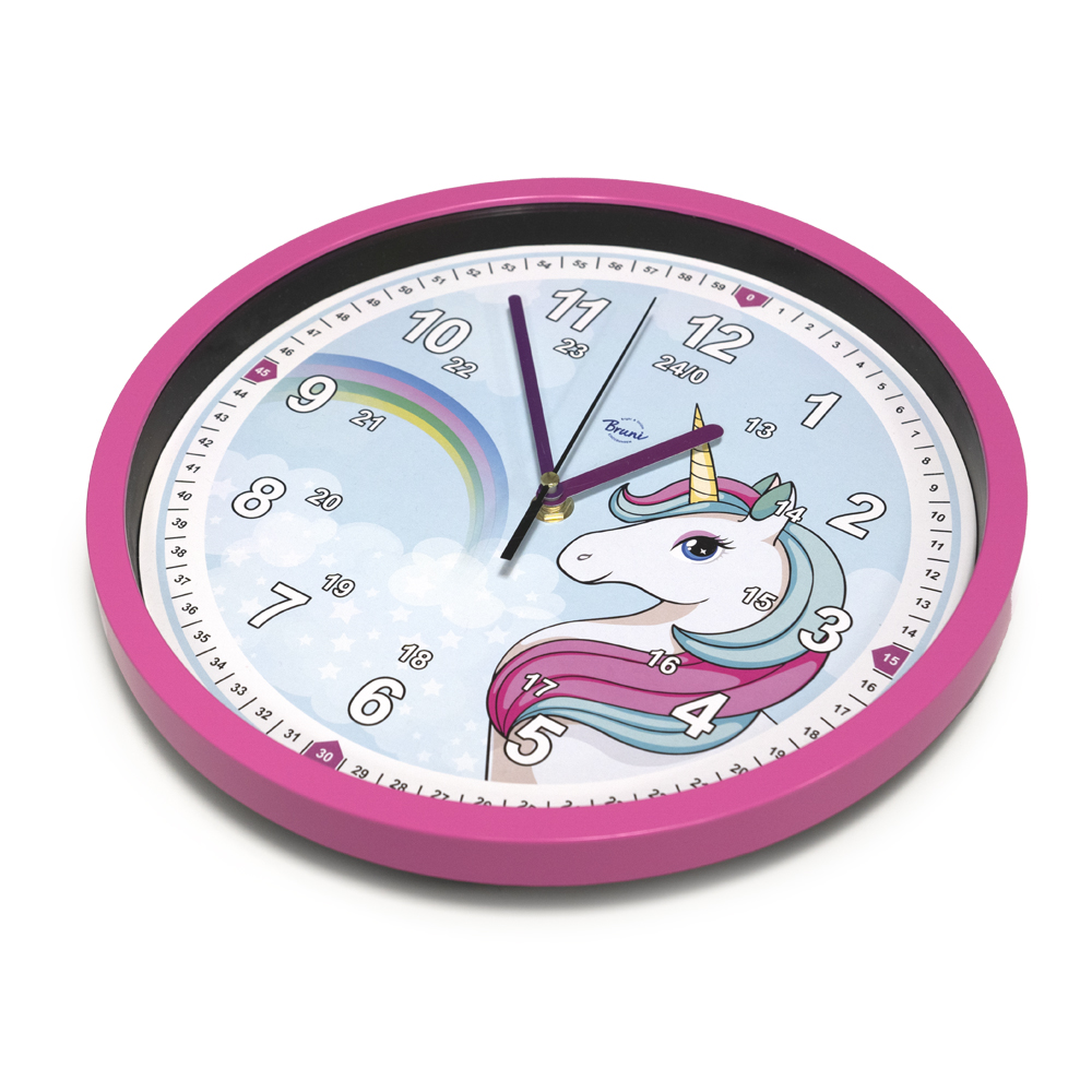 Bruni Kinderwanduhr mit Einhorn-Motiv - Lautlose Kinderzimmeruhr