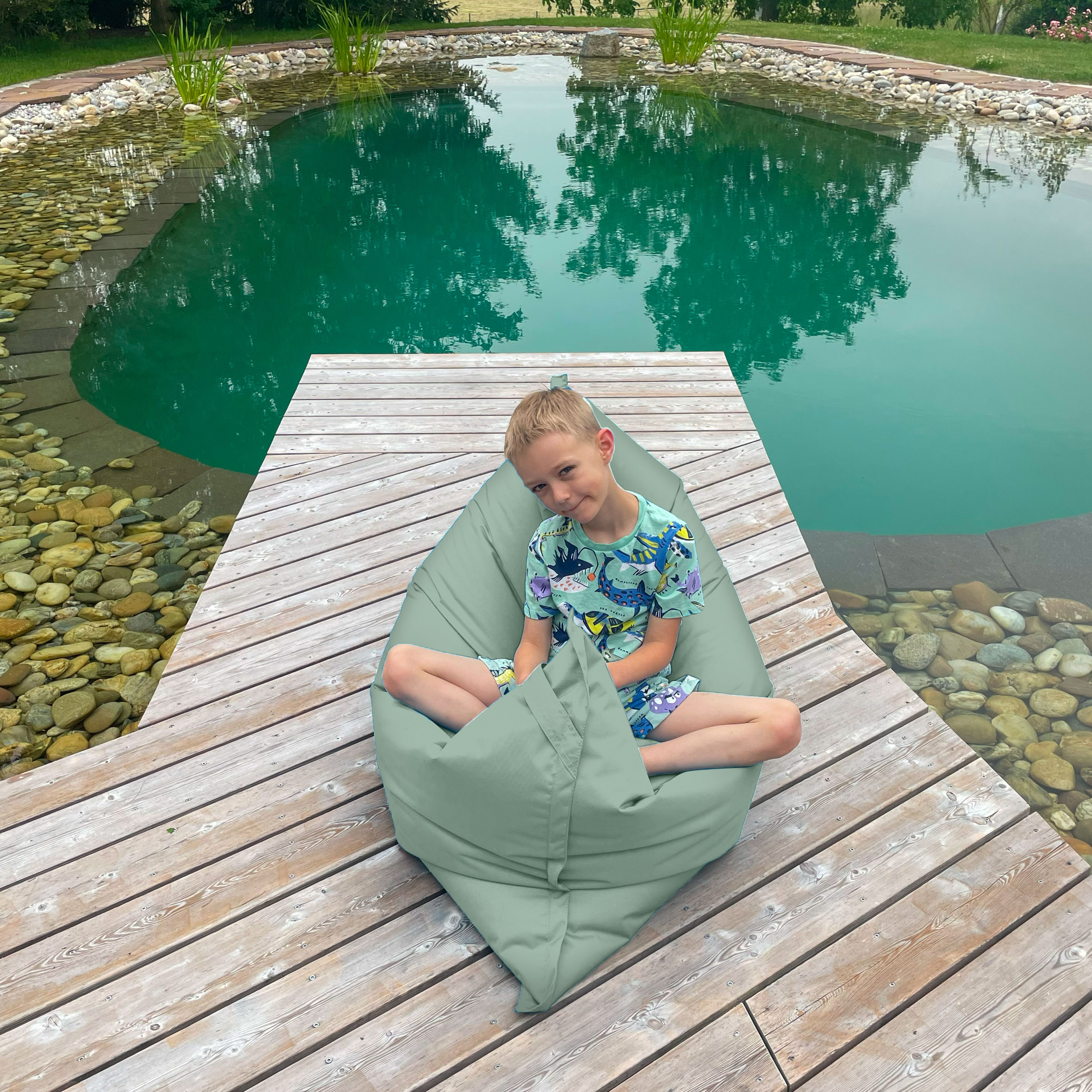 Bruni Caree Kids in Minzgrün - Outdoor- und Indoor-Kinder-Sitzsack