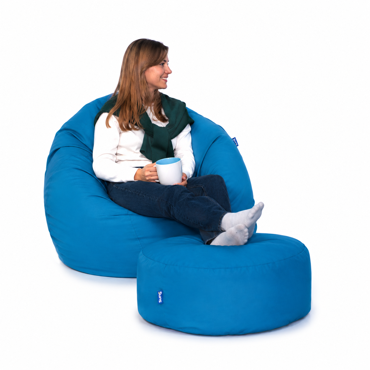 Bruni Sitzsack Classico L + Fußhocker Pouf M