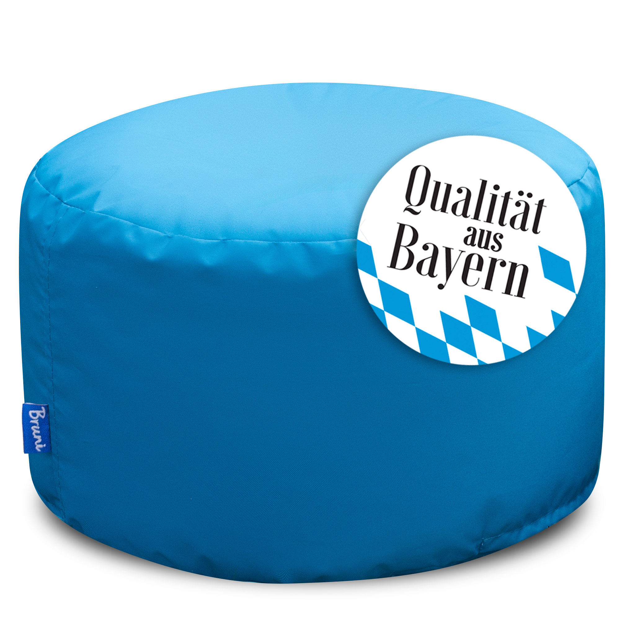 Bruni Pouf Fuß- und Sitzhocker L in Blau - Indoor- und Outdoor-Sitzpouf, in Deutschland gefertigt