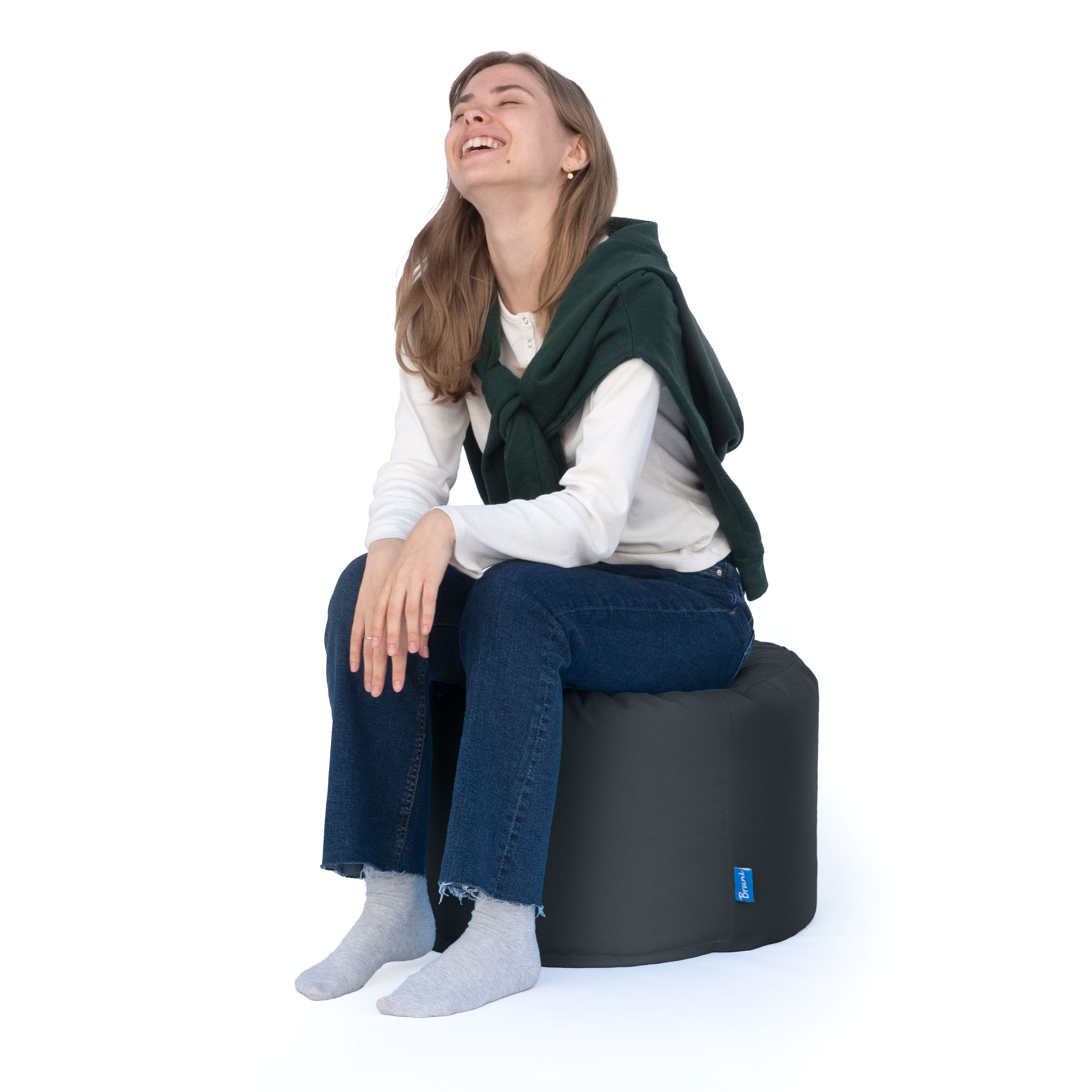 Bruni Pouf Fuß- und Sitzhocker L in Grau - Indoor- und Outdoor-Sitzpouf, in Deutschland gefertigt