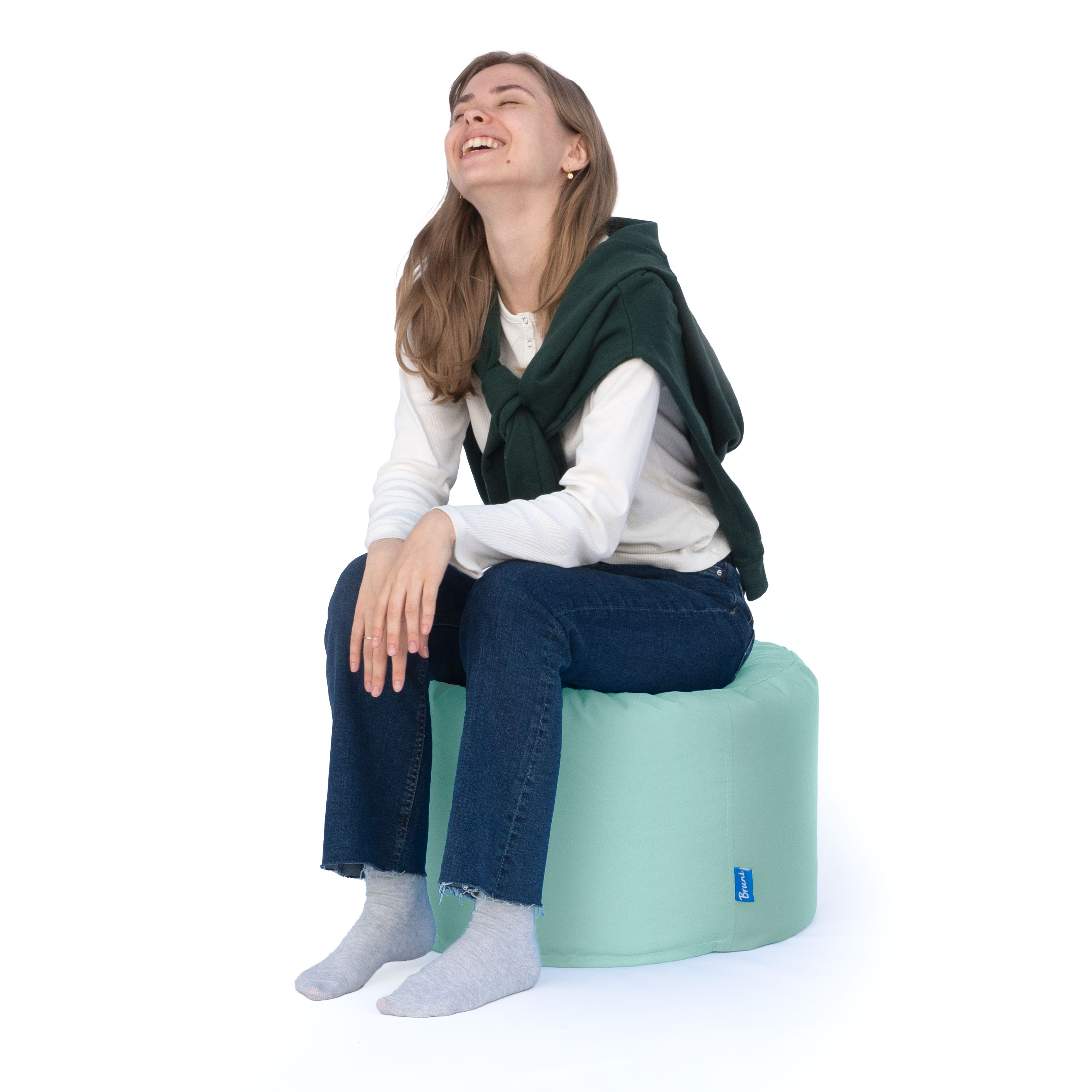 Bruni Pouf Fuß- und Sitzhocker L in Minzgrün - Indoor- und Outdoor-Sitzpouf, in Deutschland gefertigt