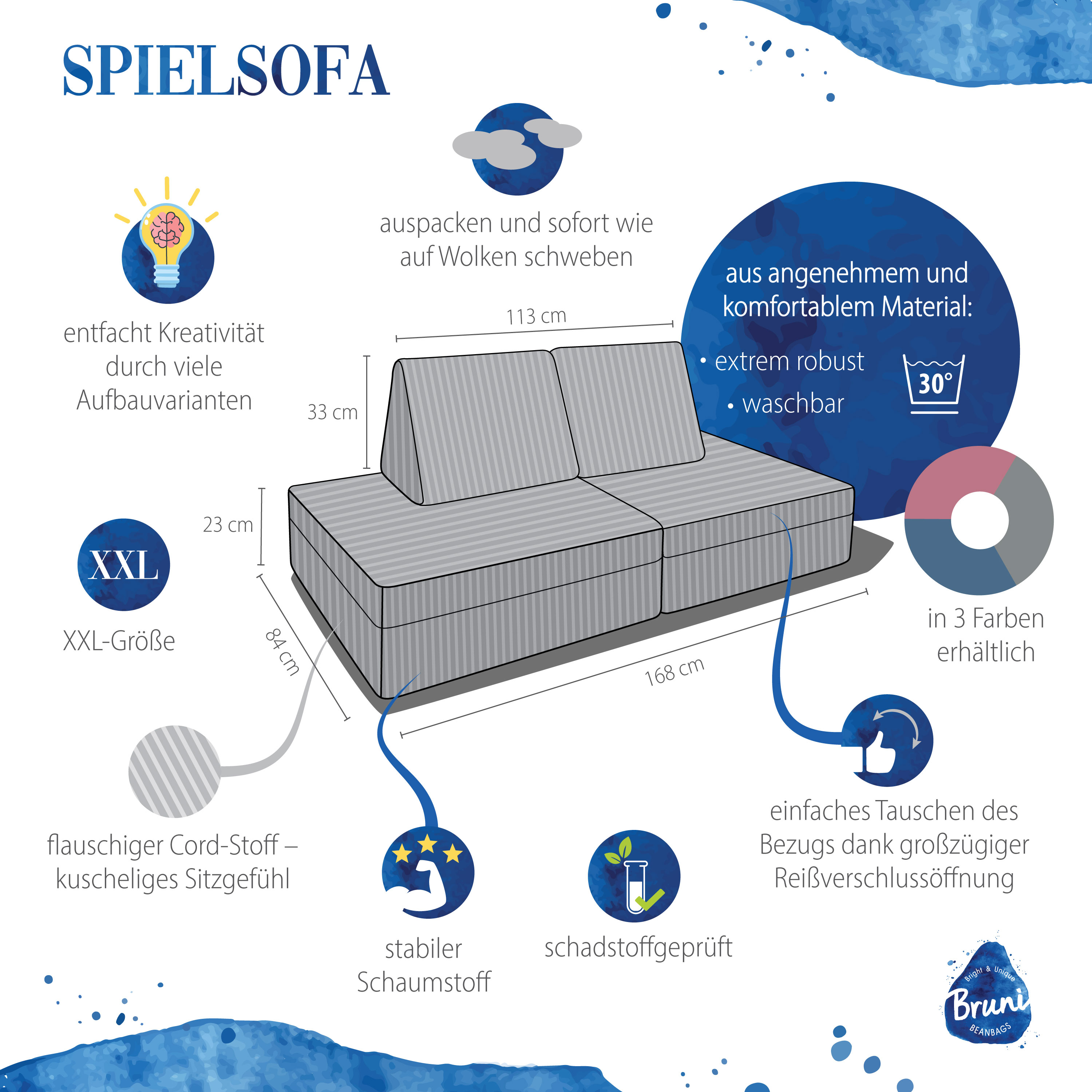Bruni Spielsofa in Pink – XXL-Sofa fürs Kinderzimmer